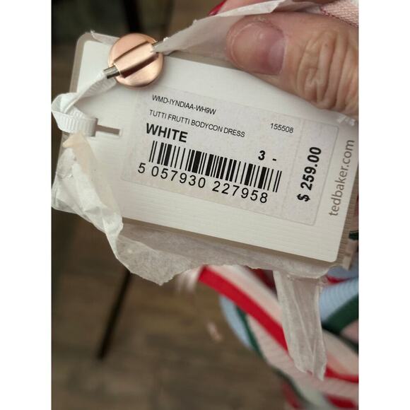 *NWT Ted Baker London Lyndiaa Tutti Frutti Halter Ribbed Bodycon Dress Size 3 - Picture 8 of 11